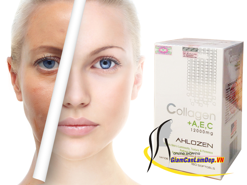 Viên uống bổ sung Collagen +AEC 12000mg Ahlozen 180 viên nhập khẩu chính hãng từ Mỹ